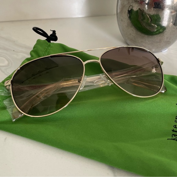 kate spade Accessories - NWT Kate Spade Emmaline Sunglasses Gold Aviator Style $129